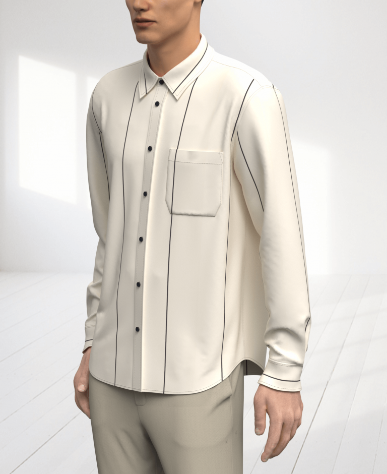 Porto Regular Fit Armürlü Çizgili Twill Kumaş Erkek Gömlek