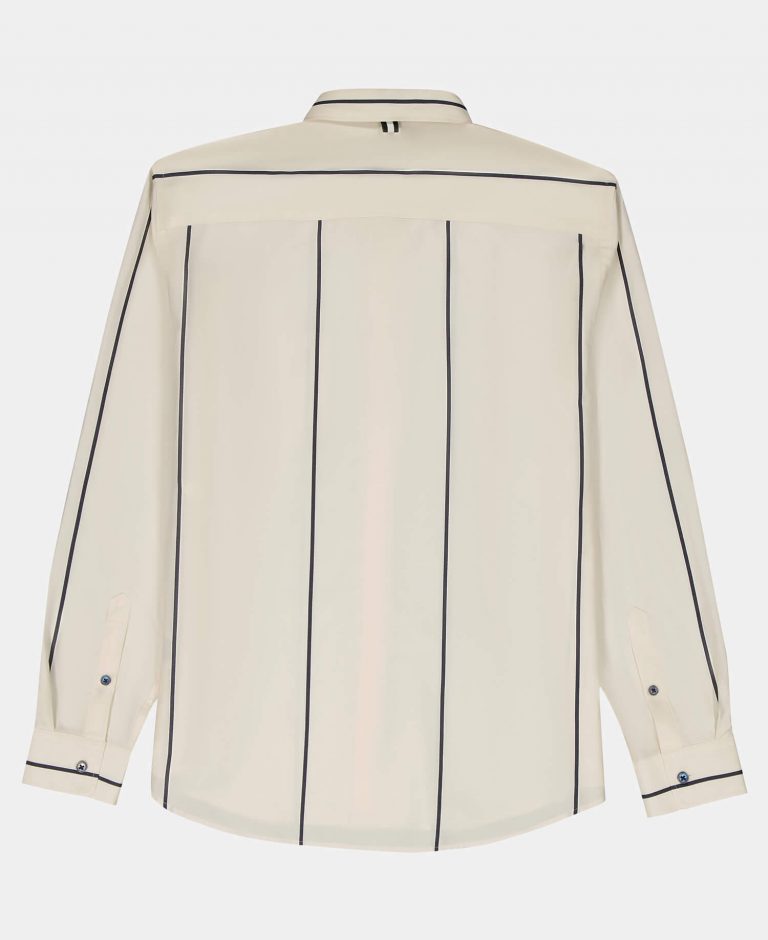 Porto Regular Fit Armürlü Çizgili Twill Kumaş Erkek Gömlek